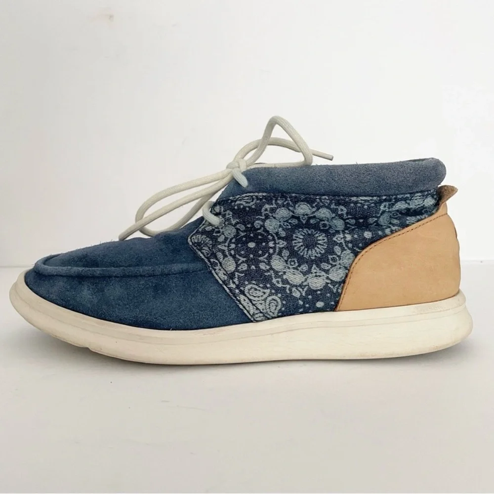 UGG Hulman Bandana Blue Suede Denim Leather Chukka Ankle Sneakers Shoes